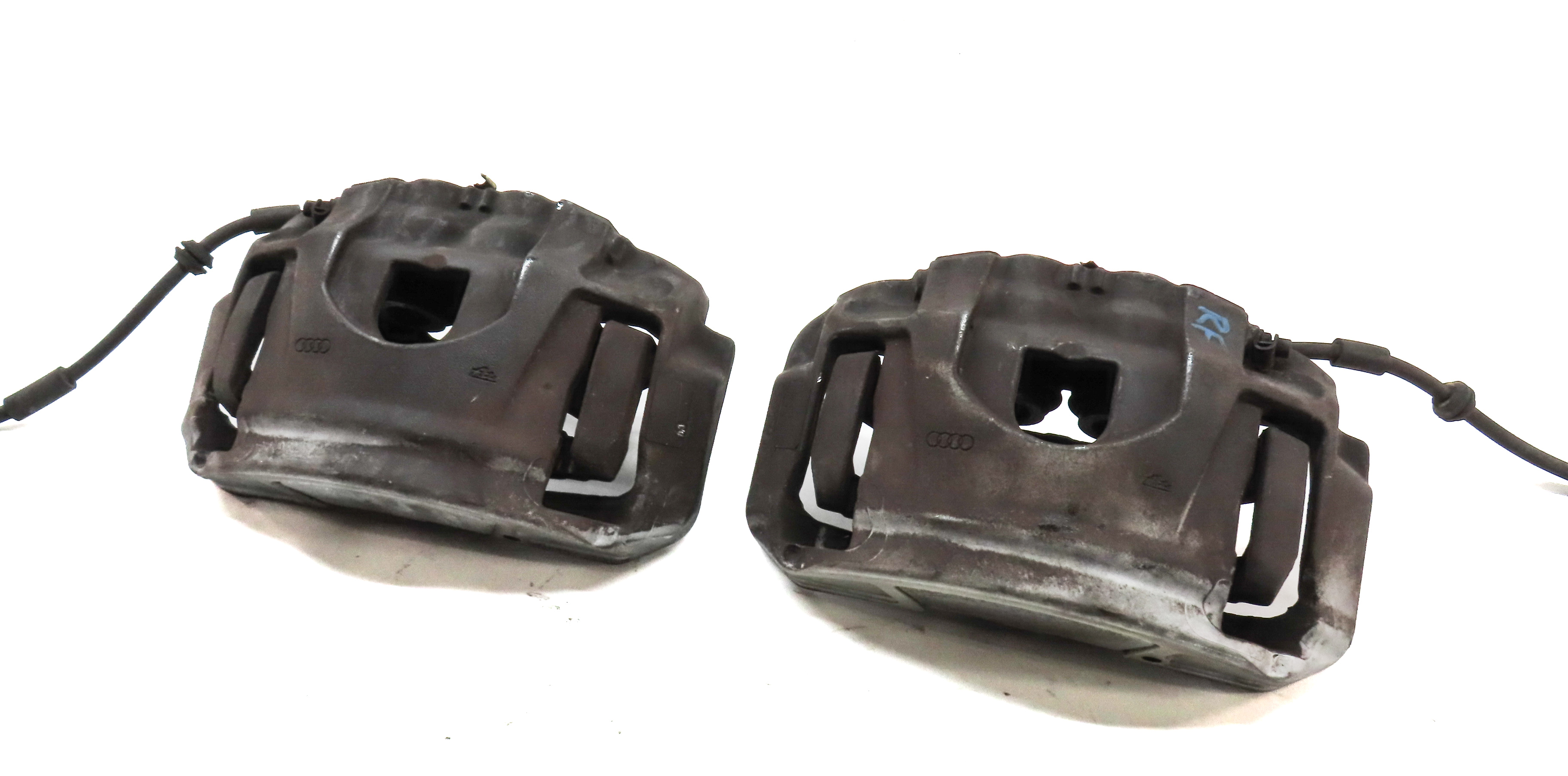 2011-2018 AUDI A8 (D4 4H) FRONT LEFT & RIGHT BRAKE CALIPER SET 2 (14.96" ROTOR) — exact item pictured